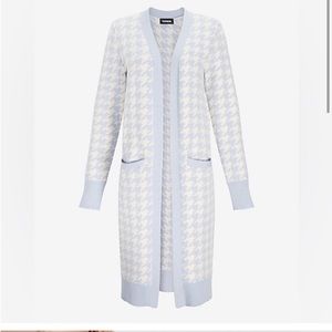 Express Metallic purple white houndstooth duster cardigan.